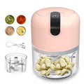 Mini Processador Triturador Elétrico 3 Laminas Moedor Alho Cebola Carne Vegetais Fruta Amendoim Recarregável USB 250ml