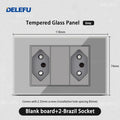 DELEFU Tempered Gray Glass Brazil Standard Outlet Dual Usb Type C Switzerland Wall Socket Light Switch Switzerland 118mm 10A 20A