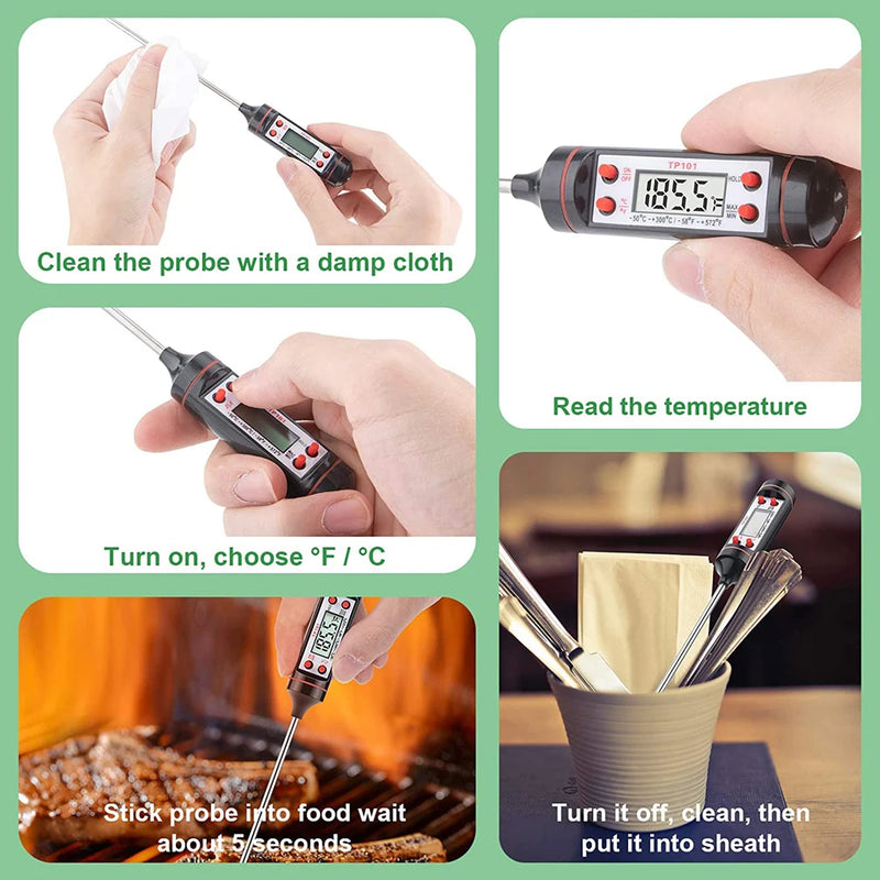 New Professional Digital Kitchen Thermometer Barbecue Water Oil Cooking Meat Food Thermometers 304 Stainless Steel Probe Tools