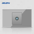 DELEFU Tempered Gray Glass Brazil Standard Outlet Dual Usb Type C Switzerland Wall Socket Light Switch Switzerland 118mm 10A 20A