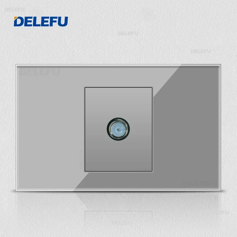 DELEFU Tempered Gray Glass Brazil Standard Outlet Dual Usb Type C Switzerland Wall Socket Light Switch Switzerland 118mm 10A 20A